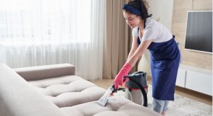Steam clean the fabric sofa