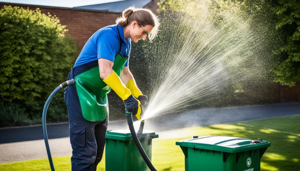 Cleaning the exterior of a wheelie bin Cleaning the exterior of a wheelie bin